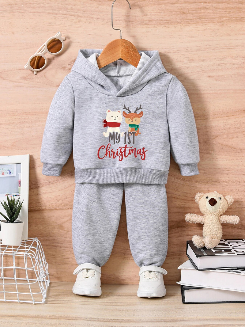 Kalėdų kūdikių kūdikių berniukų naujagimių rudens mados spaudiniai Sniego senelis elnias viršutinė rankovė + kelnytėms Mažylio apranga 0-36M