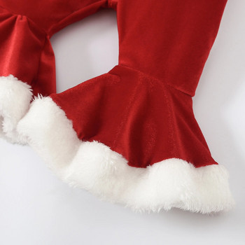 Ma&Baby 0-24M Χριστουγεννιάτικα Νεογέννητα Βρέφη Νήπιο Σετ Ρούχα Κοριτσάκι Γράμμα Romper Βελούδινο παντελόνι καπέλο βελούδινο στολές Χριστουγεννιάτικες στολές
