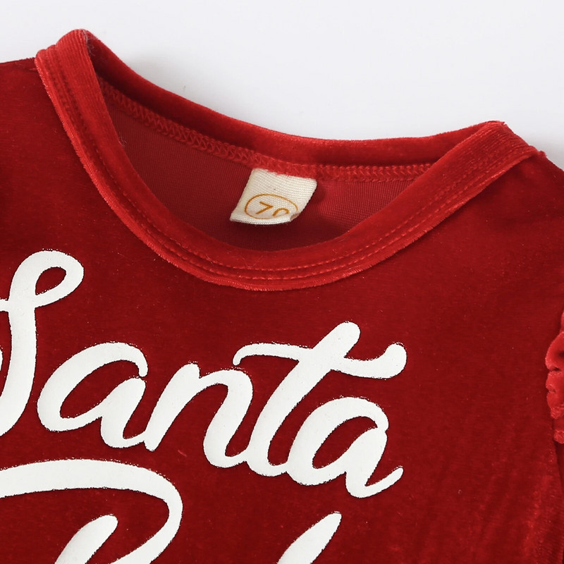 Ma&Baby 0-24M Kalėdų Naujagimio Kūdikio Mažylio Mergaitės Drabužių rinkinys Laiškas šliaužtinukas pliušinės kelnės Skrybėlė Aksominė apranga Kalėdų kostiumai