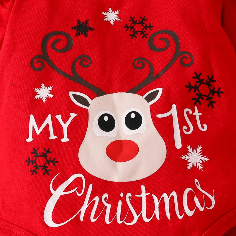 ma&baby 0-18 M Ziemassvētki jaundzimušajam zīdainim, meitenei drēbju komplekts ar burtiem Brieža rūtaini šorti Galvas saite Kāju sildītājs Ziemassvētku apģērbs D05