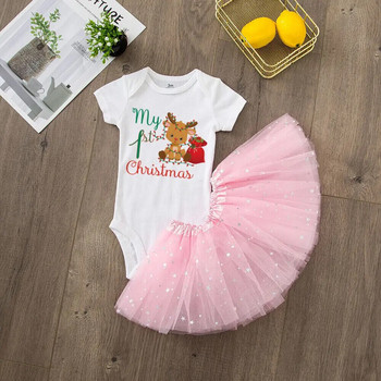 My 1st Christmas Baby Girls Christmas Cake Smash Dresses Outfits Xmas Party Shirt Tutu + Baby Bodysuits Dress Set Бебешки дрехи