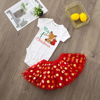 My 1st Christmas Baby Girls Christmas Cake Smash Dresses Outfits Xmas Party Shirt Tutu + Baby Bodysuits Dress Set Бебешки дрехи