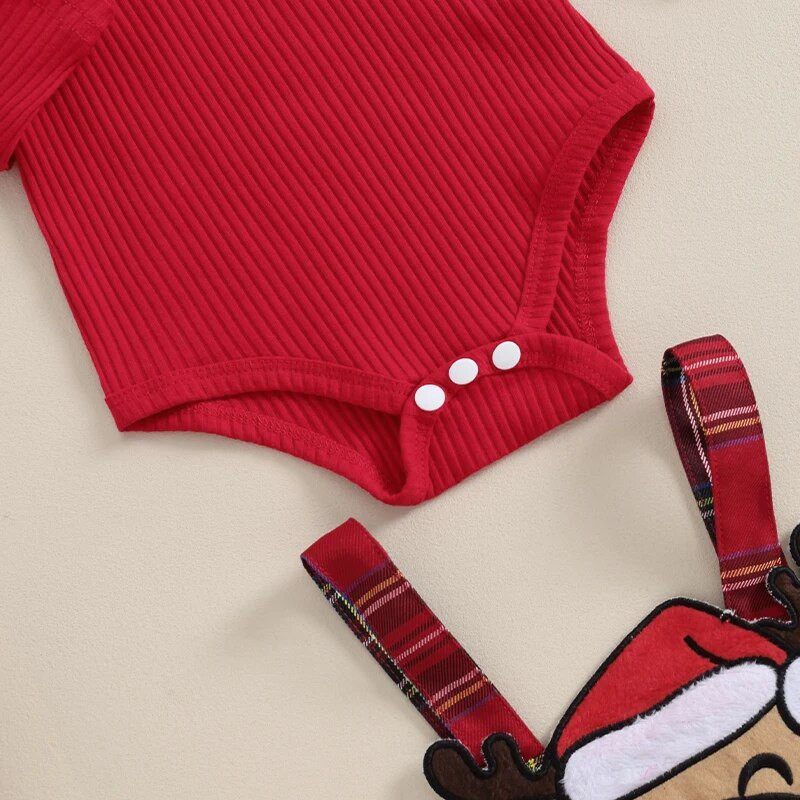 Mazuļu meiteņu drēbes Ziemassvētku tērpi, garās piedurknes ar burtu apdruku un rūtaini svārki, galvas saišu komplekts jaundzimušajam