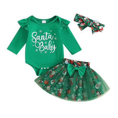 ma&baby 0-24 M Ziemassvētki jaundzimušajam zīdainim, meiteņu drēbju komplekti, burtu apdruka.
