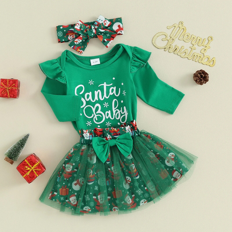 ma&baby 0-24 M Ziemassvētki jaundzimušajam zīdainim, meiteņu drēbju komplekti, burtu apdruka.