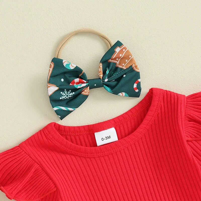 Listenwind Baby Girls 3 dalių kalėdinė apranga ilgomis rankovėmis šliaužtinukai ir spaudiniai sijonas su petnešėlėmis Mieli rudeniniai drabužiai su galvos apdangalu