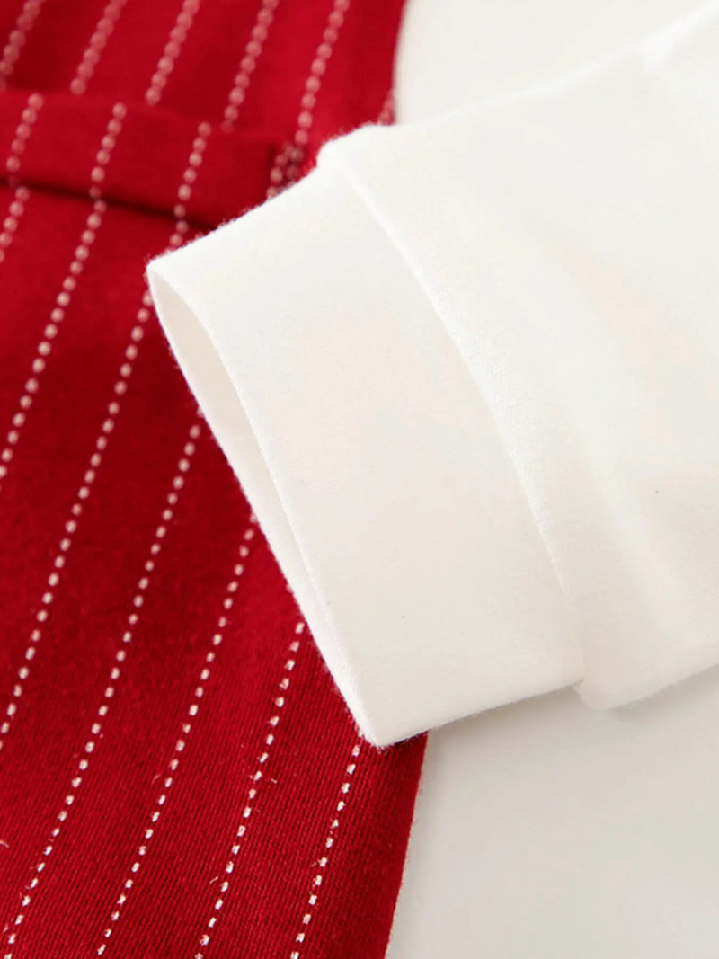 Pavasara un rudens zīdaiņu kombinezons ar garām piedurknēm Džentlmeņu Ziemassvētku kokvilnas svītras Skaista melna kaklasaite 0-1 gadus vecs