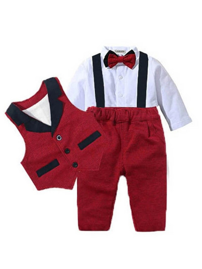 Mazuļu uzvalki jaundzimušā zēna apģērbi Romber + veste zīdaiņu formāls apģērbs, apģērbs ballītei tauriņš Bērnu toddler dzimšanas dienas kleita 0-24 M