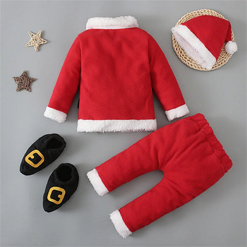 Βρεφικά χριστουγεννιάτικα ρούχα για νήπιο αγόρι κοριτσάκι Άγιος Βασίλης Στολή μακρυμάνικο παντελόνι καπέλο και κάλτσα Χριστουγεννιάτικα νεογέννητα ρούχα