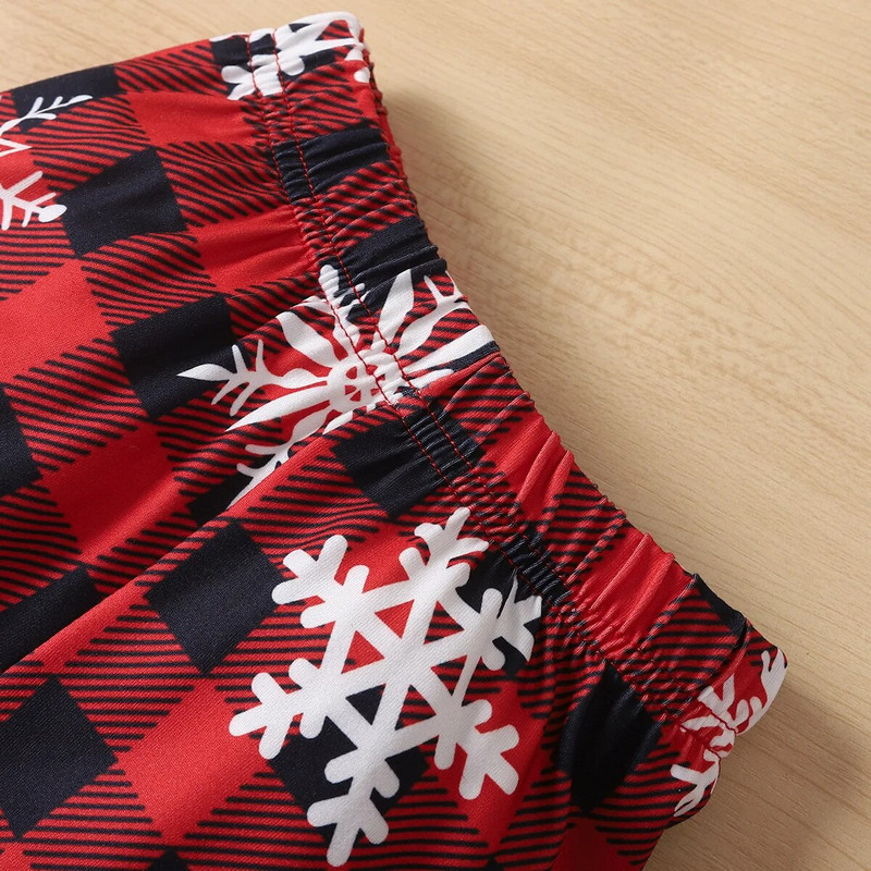3-24 M Mans pirmais mazulis Ziemassvētku tērpi Zīdaiņu meiteņu drēbes ar kapuci + sarkanas rūtainas bikses ar sniegpārsliņu 2024. gada mazuļu Jaungada kostīmi, bērni