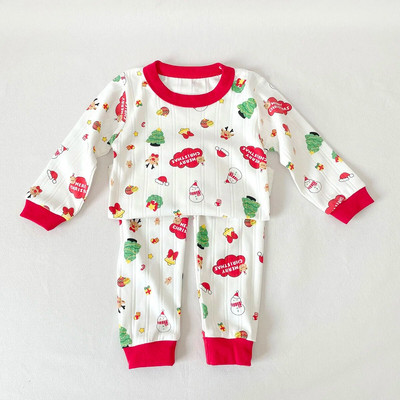 Φθινόπωρο Χειμώνας 2023 Νέο σε: Παιδικά Χριστουγεννιάτικα Σετ Ρούχα - Καρτούν Santa Elk Print Top + Παντελόνι για Παιδιά Αγόρια Κορίτσια 2τμχ 0-10Y