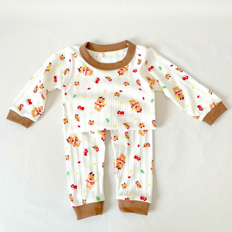 Φθινόπωρο Χειμώνας 2023 Νέο σε: Παιδικά Χριστουγεννιάτικα Σετ Ρούχα - Καρτούν Santa Elk Print Top + Παντελόνι για Παιδιά Αγόρια Κορίτσια 2τμχ 0-10Y