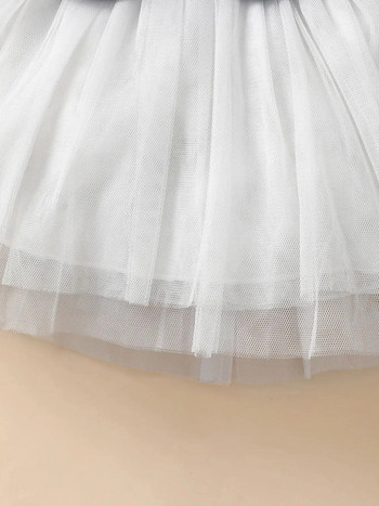 Νεογέννητα κοριτσάκια 0-2 χρονών Άνοιξη και Φθινόπωρο με στρογγυλή λαιμόκοψη μακρυμάνικο τζιν με δίχτυ χαριτωμένο φόρεμα
