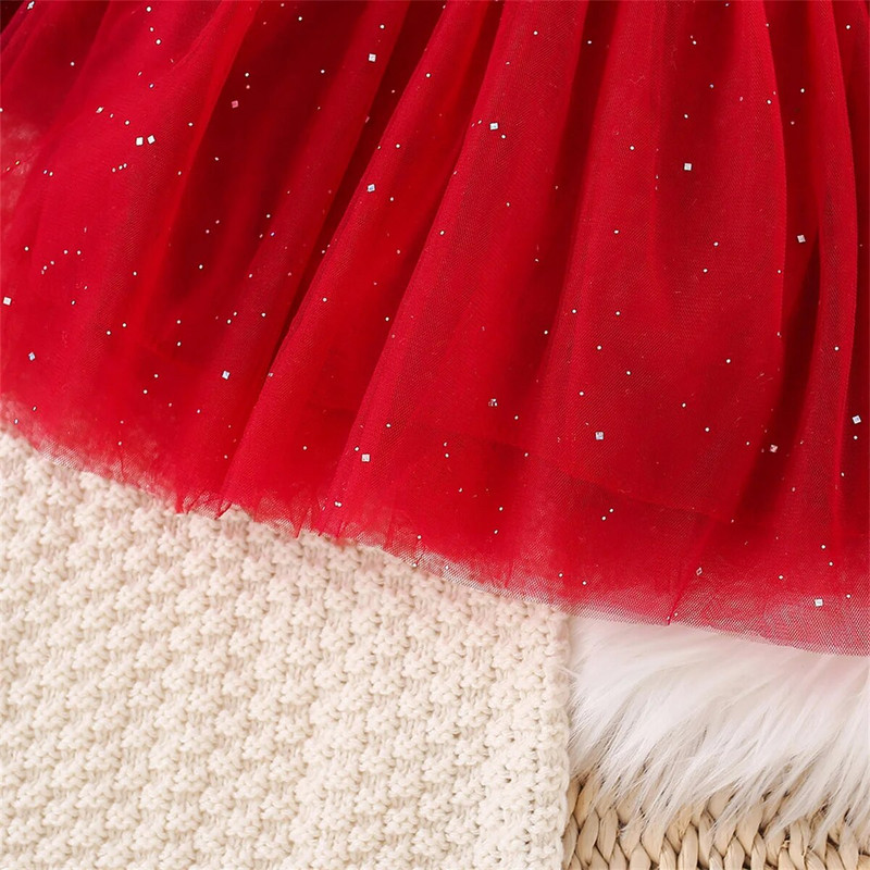 Meiteņu Ziemassvētku tērps 2-daļīgs ziemas mazuļa flīsa kleita+somiņa bērnu sarkana ballīte dzimšanas dienas princeses sieta bērnu apģērbs