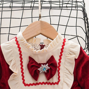 Ανοιξιάτικο και Φθινόπωρο Κοριτσίστικο βελούδινο μακρυμάνικο φόρεμα για πάρτι γενεθλίων Stand up λαιμόκοψη μηχανή πεταλούδας που ταιριάζει σε χρώμα Sweet Princess