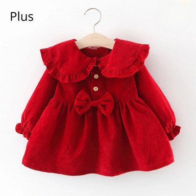 Rudens ziema zīdaiņu meiteņu apģērbi Virsdrēbes Flīsa silta kokvilnas kleita meitenēm Zīdaiņu apģērbs Bieza 1 gada zīdaiņu dzimšanas dienas kleita