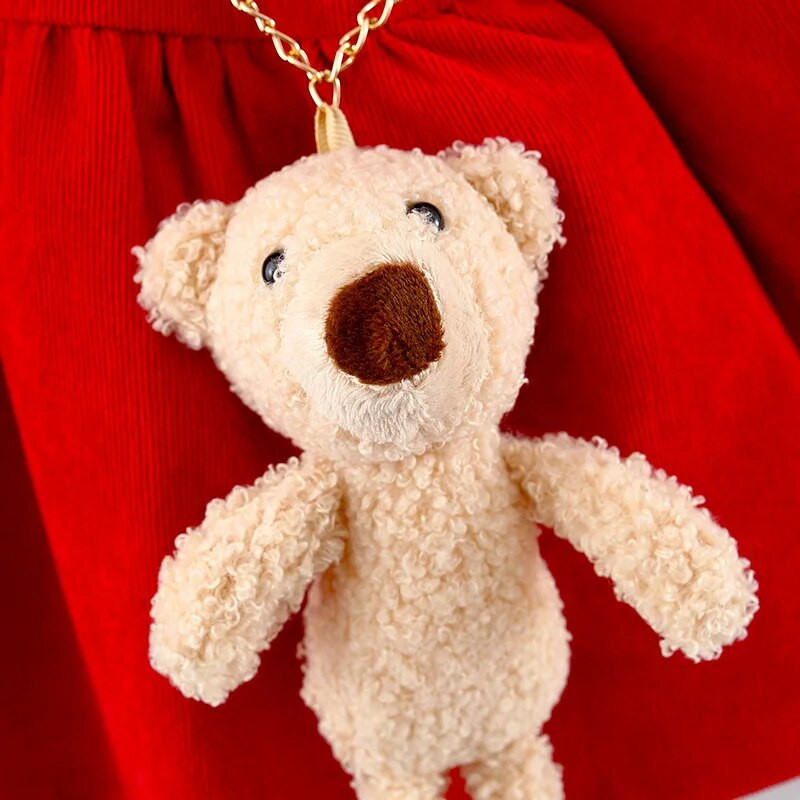 9 12 18 24 mēneši Jaundzimušo meiteņu kleita Jauka lācīša Pavasaris Rudens Mazuļa Apģērbs Ziemassvētku dzimšanas dienas ballīte Kleita Bērnu Apģērbs