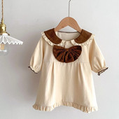 Őszi tavaszi koreai stílusú babaruha hosszú ujjú pamut összefűzés gyerekeknek hercegnő ruhák kislány buli ruha