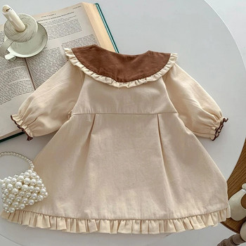 Φθινοπωρινή άνοιξη Κορεάτικο στυλ βρεφικά ρούχα μακρυμάνικα βαμβακερά κολλήματα Παιδικά φορέματα πριγκίπισσας Φόρεμα για μωρό κορίτσι για πάρτι