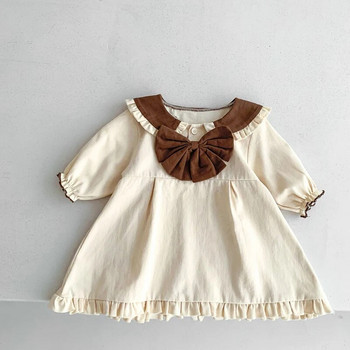 Φθινοπωρινή άνοιξη Κορεάτικο στυλ βρεφικά ρούχα μακρυμάνικα βαμβακερά κολλήματα Παιδικά φορέματα πριγκίπισσας Φόρεμα για μωρό κορίτσι για πάρτι