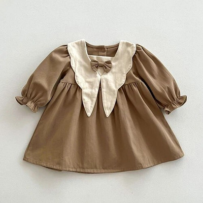 Őszi tavaszi koreai stílusú babaruha hosszú ujjú pamut összefűzés gyerekeknek hercegnő ruhák kislány buli ruha