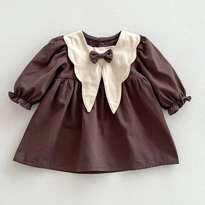 Őszi tavaszi koreai stílusú babaruha hosszú ujjú pamut összefűzés gyerekeknek hercegnő ruhák kislány buli ruha