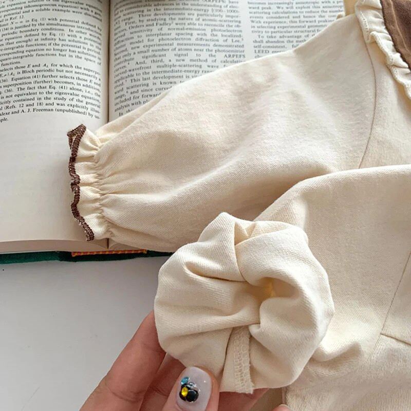 Őszi tavaszi koreai stílusú babaruha hosszú ujjú pamut összefűzés gyerekeknek hercegnő ruhák kislány buli ruha