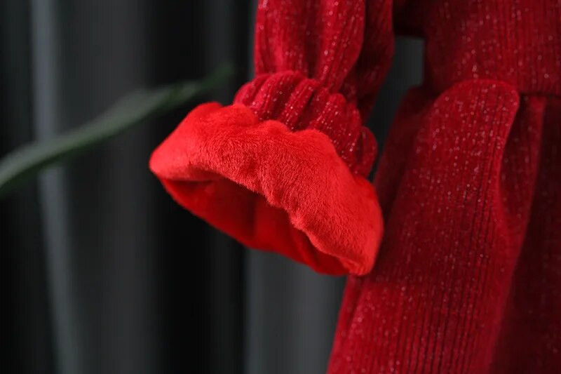 Meiteņu kleita jauka ziemas, silta princešu kleita ar garām piedurknēm meitenēm dzimšanas dienā dāvana Ziemassvētku vecgada ballītei bērnu apģērbi 0-3 g.