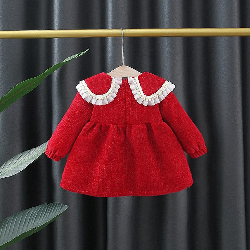 Meiteņu kleita jauka ziemas, silta princešu kleita ar garām piedurknēm meitenēm dzimšanas dienā dāvana Ziemassvētku vecgada ballītei bērnu apģērbi 0-3 g.