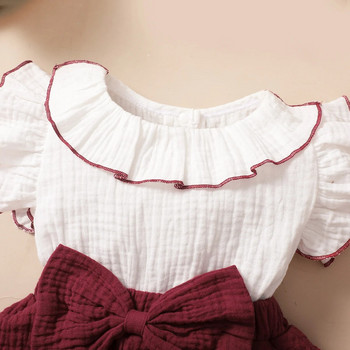 Бебе момиче Червено вино с бяла 3-слойна кексова рокля