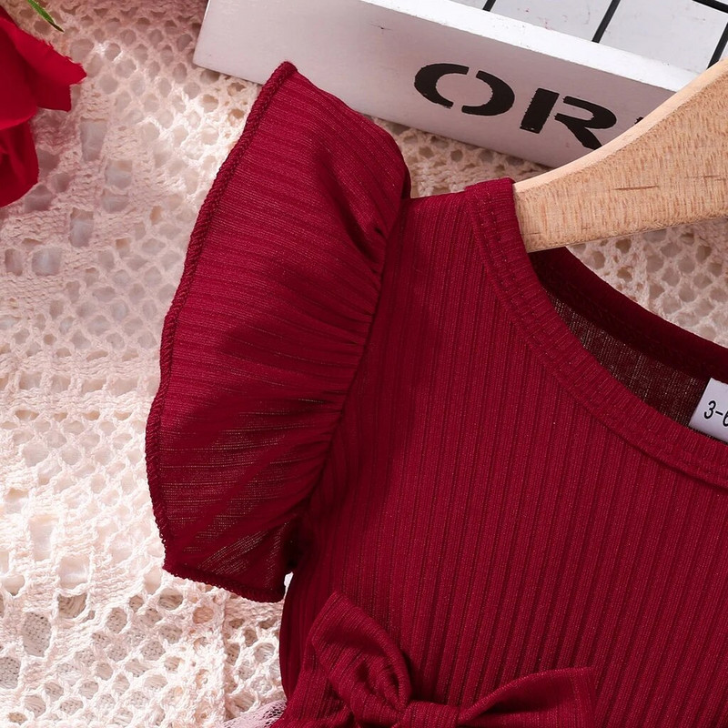 Kleita bērniem no 3 mēnešiem līdz 3 gadiem veca, jauka ar tauriņu izšuvumu sieta, volānveida apdare, priekšgala Princeses svinīgās kleitas