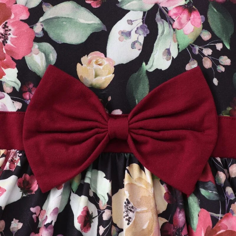 Újszülött ruhák Pamut babaruha virágmintás masni hosszú ujjú lányruha tavaszi őszi babaruha csecsemőruhák 0-18M