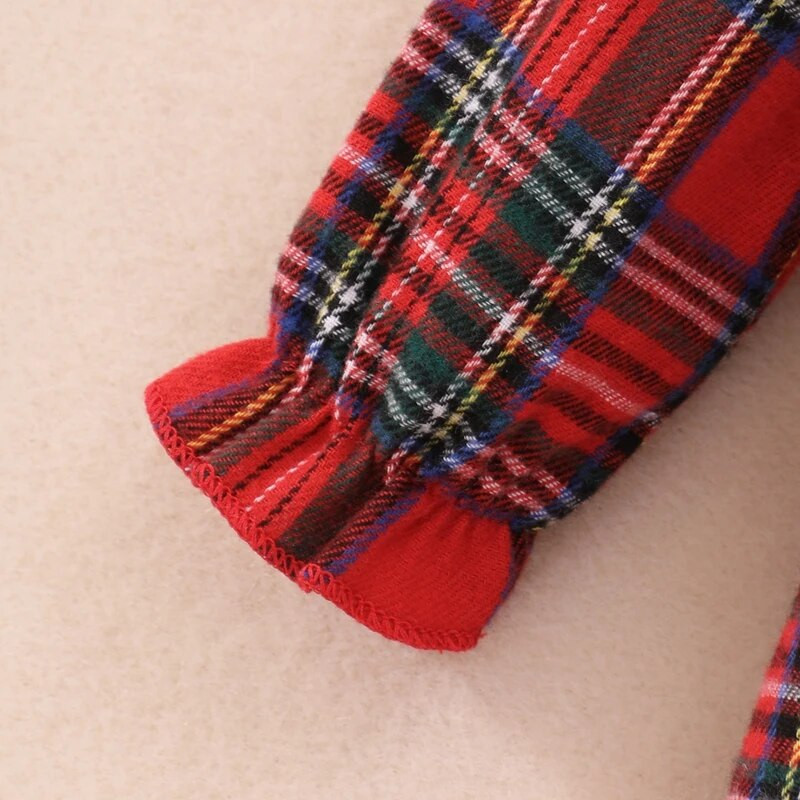 Pudcoco Toddler Girls 2 daļīgi tērpi ar rūtainu apdruku Princeses kleita ar garām piedurknēm A līnijas un galvas saite ballītēm, jaukiem apģērbiem