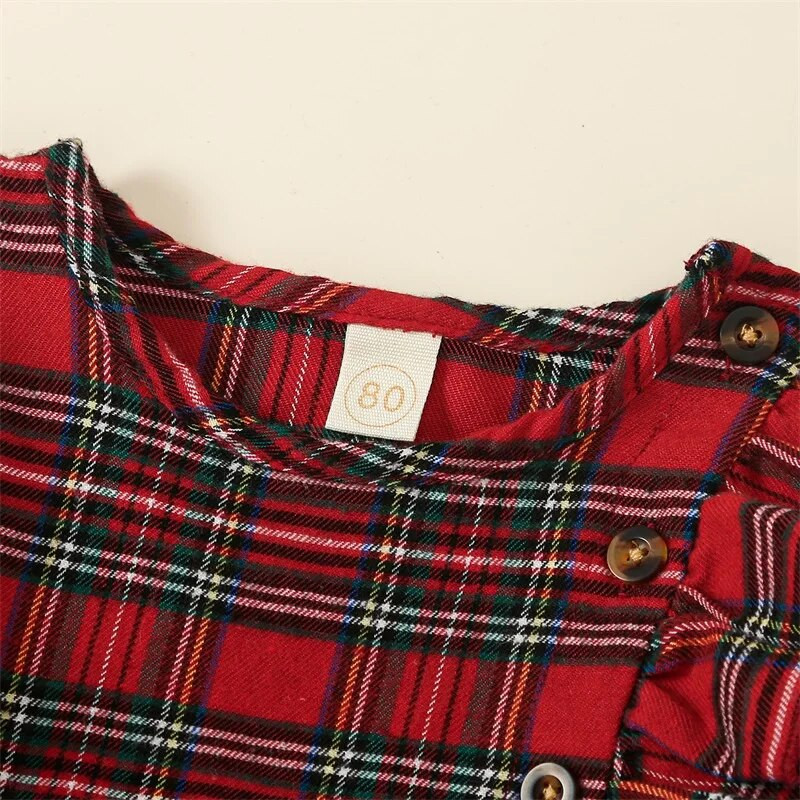 ma&baby 6M-4Y Ziemassvētki zīdaiņiem, mazuļiem, mazuļiem, meiteņu kleita ar garām piedurknēm, rūtaini, A-līnijas ballīšu kleitas meitenēm, Ziemassvētku kostīmi D05