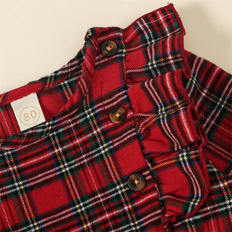 ma&baby 6M-4Y Ziemassvētki zīdaiņiem, mazuļiem, mazuļiem, meiteņu kleita ar garām piedurknēm, rūtaini, A-līnijas ballīšu kleitas meitenēm, Ziemassvētku kostīmi D05