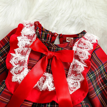 Ma&Baby 6M-4Y Toddler Παιδικά Κορίτσια Χριστουγεννιάτικο Φόρεμα Καρό Δαντέλα Μακρυμάνικο Tutu Φορέματα για Κορίτσια Χριστουγεννιάτικες Στολές D01