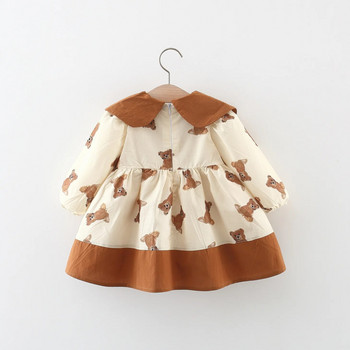 Ανοιξιάτικο και φθινόπωρο Νέο φόρεμα καρτούν Baby Bear Girl μακρυμάνικο φόρεμα Κορεατικού στυλ Φιόγκος παιδικά ρούχα (0-3 ετών)