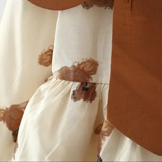 Tavaszi és őszi új rajzfilm Baby Bear lány hosszú ujjú ruha koreai stílusú masni gyerekruházat (0-3 éves korig)