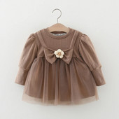 Pavasara un rudens zīdaiņu kleita ar garām piedurknēm meitenei, skaista ziedu tīklveida panelis ar piedurknēm svārki mazuļiem, ērtas drēbes