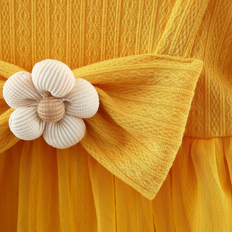 Pavasara un rudens zīdaiņu kleita ar garām piedurknēm meitenei, skaista ziedu tīklveida panelis ar piedurknēm svārki mazuļiem, ērtas drēbes