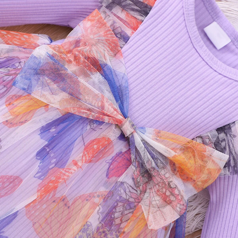 2023 m. rudens žiema vaikiška mergaičių suknelė, tinklinio audinio ilgomis rankovėmis, vakarėliui skirta princesės suknelė 6 9 12 18 24 mėnesių kūdikių suknelės