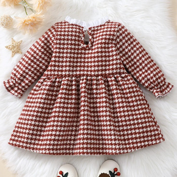 【Ready Stock】 Παιδικό μακρυμάνικο φόρεμα με φιόγκο για παιδιά 2023 με στρογγυλή λαιμόκοψη casual fashion μωρά πριγκίπισσα φορέματα
