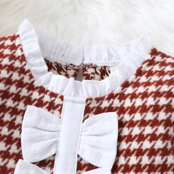 【Ready Stock】 Παιδικό μακρυμάνικο φόρεμα με φιόγκο για παιδιά 2023 με στρογγυλή λαιμόκοψη casual fashion μωρά πριγκίπισσα φορέματα