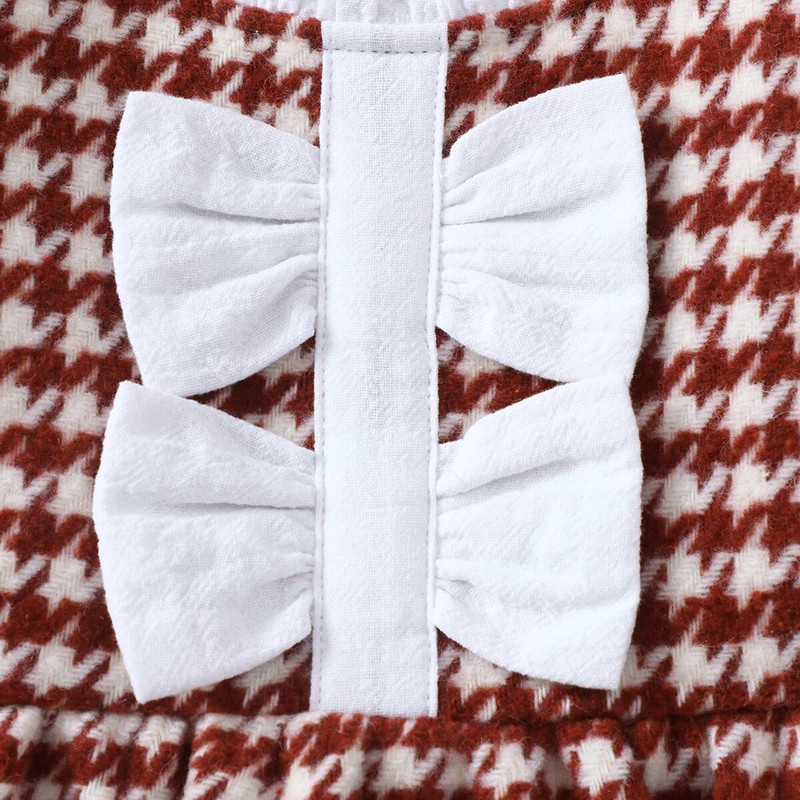 【Gatavs krājums】 2023. gada bērnu kleita ar garām piedurknēm, ar apaļu kaklu.