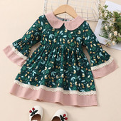 2023. gada zīdaiņu meiteņu pavasara un rudens bērnu apģērbi ar uzplaiksnāmām piedurknēm ar ziedu apdruku svārki Skaistas, elegantas ballīšu princešu kleitas