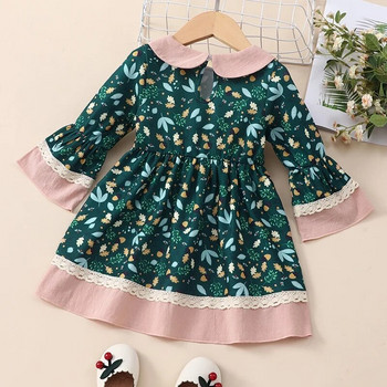 2023 Baby Girls Ανοιξιάτικα και Φθινοπωρινά Παιδικά Φορέματα Φούστα με στάμπα λουλουδιών Όμορφα κομψά πριγκίπισσα φορέματα για πάρτι