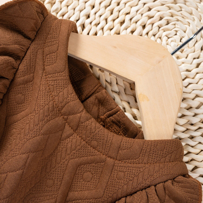 Suknelė kūdikiams kūdikiams 0-2T solidi ilgomis rankovėmis, raukiniais princesiška suknelė vaikams Madinga laisvalaikio suknelė pavasariui ir rudeniui