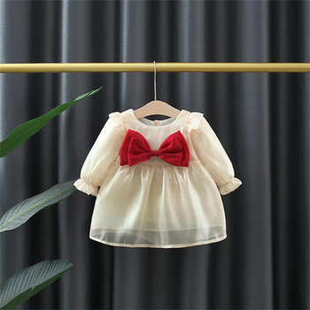 Κοριτσάκι μωρό μακρυμάνικο φόρεμα 0-3 ετών Baby Princess Χριστουγεννιάτικο φόρεμα νήπιο μασίφ φιόγκο Κορεατική έκδοση Όμορφα ρούχα