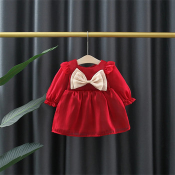 Κοριτσάκι μωρό μακρυμάνικο φόρεμα 0-3 ετών Baby Princess Χριστουγεννιάτικο φόρεμα νήπιο μασίφ φιόγκο Κορεατική έκδοση Όμορφα ρούχα