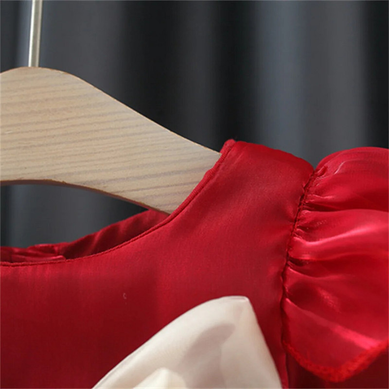 Meiteņu kleita ar garām piedurknēm 0-3 gadus vecai princesei Ziemassvētku kleita mazulim, korejiešu izdevums, masīvs bantītis, skaists apģērbs